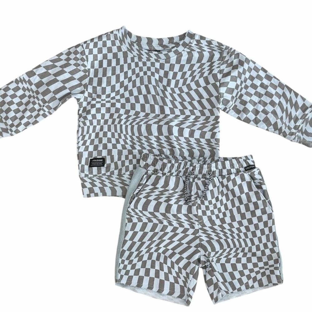 VOLCOM Boys Blue and Gray Checkered Outfit Size 2T